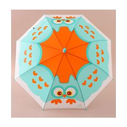 Babyhug Free Size Umbrella with Owl Print - Sea Green