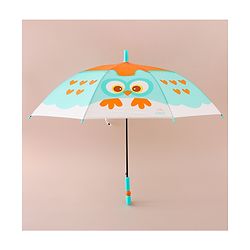 Babyhug Free Size Umbrella with Owl Print - Sea Green