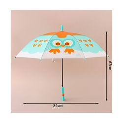 Babyhug Free Size Umbrella with Owl Print - Sea Green