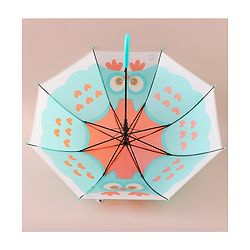 Babyhug Free Size Umbrella with Owl Print - Sea Green
