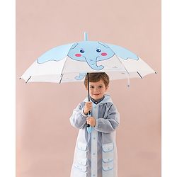 Babyhug Free Size Umbrella with Elephant Print - Light Blue