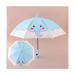 Babyhug Free Size Umbrella with Elephant Print - Light Blue