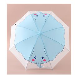Babyhug Free Size Umbrella with Elephant Print - Light Blue