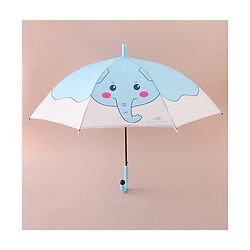 Babyhug Free Size Umbrella with Elephant Print - Light Blue