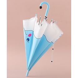 Babyhug Free Size Umbrella with Elephant Print - Light Blue