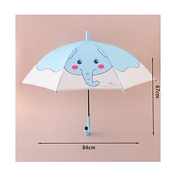 Babyhug Free Size Umbrella with Elephant Print - Light Blue
