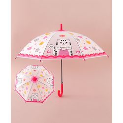 Babyhug Free Size Umbrella with Kitty Print - Fuchsia