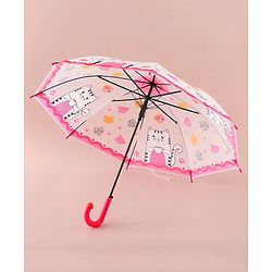 Babyhug Free Size Umbrella with Kitty Print - Fuchsia