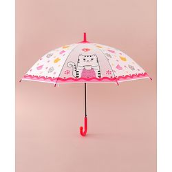 Babyhug Free Size Umbrella with Kitty Print - Fuchsia