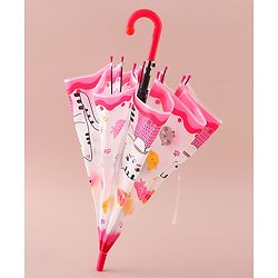 Babyhug Free Size Umbrella with Kitty Print - Fuchsia