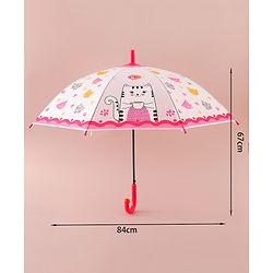 Babyhug Free Size Umbrella with Kitty Print - Fuchsia