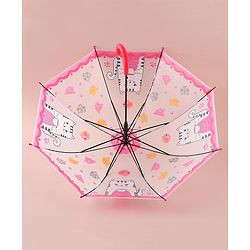 Babyhug Free Size Umbrella with Kitty Print - Fuchsia