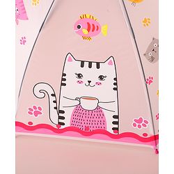 Babyhug Free Size Umbrella with Kitty Print - Fuchsia