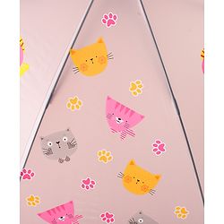 Babyhug Free Size Umbrella with Kitty Print - Fuchsia