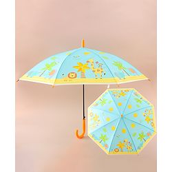 Babyhug Kids Umbrella With Jungle Safari Theme - Yellow & Blue