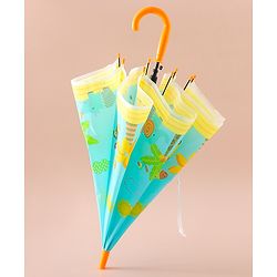 Babyhug Kids Umbrella With Jungle Safari Theme - Yellow & Blue