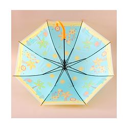 Babyhug Kids Umbrella With Jungle Safari Theme - Yellow & Blue