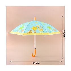 Babyhug Kids Umbrella With Jungle Safari Theme - Yellow & Blue