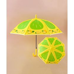 Babyhug Free Size Umbrella with Lemon Print - Green