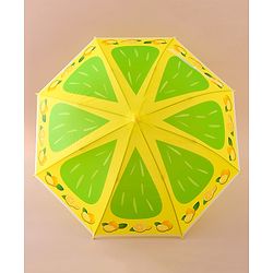 Babyhug Free Size Umbrella with Lemon Print - Green