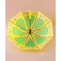Babyhug Free Size Umbrella with Lemon Print - Green