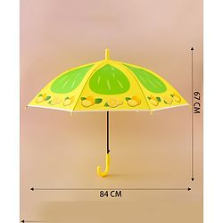 Babyhug Free Size Umbrella with Lemon Print - Green