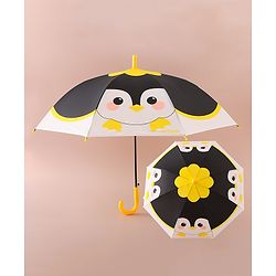 Babyhug Free Size Umbrella with Owl Print - Black & Yellow