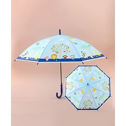 Babyhug Free Size Umbrella with Animal Print - Blue