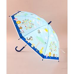Babyhug Free Size Umbrella with Animal Print - Blue