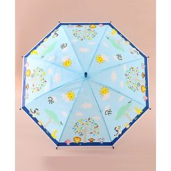 Babyhug Free Size Umbrella with Animal Print - Blue