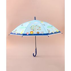 Babyhug Free Size Umbrella with Animal Print - Blue
