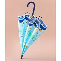 Babyhug Free Size Umbrella with Animal Print - Blue