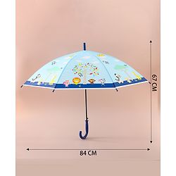 Babyhug Free Size Umbrella with Animal Print - Blue