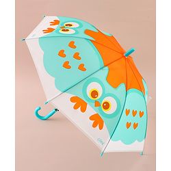 Babyhug Free Size Umbrella with Owl Print - Green & Orange