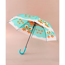 Babyhug Free Size Umbrella with Owl Print - Green & Orange
