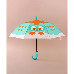 Babyhug Free Size Umbrella with Owl Print - Green & Orange