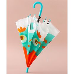 Babyhug Free Size Umbrella with Owl Print - Green & Orange