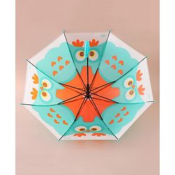 Babyhug Free Size Umbrella with Owl Print - Green & Orange