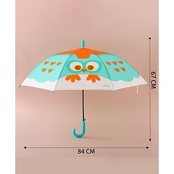 Babyhug Free Size Umbrella with Owl Print - Green & Orange