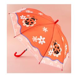 Babyhug Free Size Umbrella with Ladybug  Print - Orange