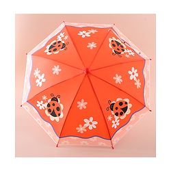 Babyhug Free Size Umbrella with Ladybug  Print - Orange