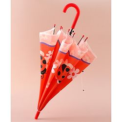 Babyhug Free Size Umbrella with Ladybug  Print - Orange