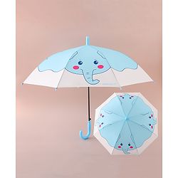 Babyhug Free Size Umbrella with Elephant Print - Blue & White