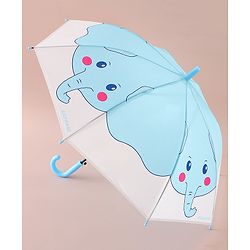 Babyhug Free Size Umbrella with Elephant Print - Blue & White