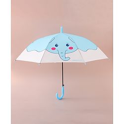 Babyhug Free Size Umbrella with Elephant Print - Blue & White