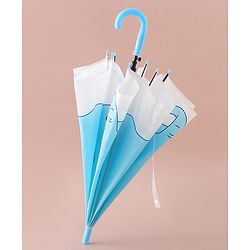 Babyhug Free Size Umbrella with Elephant Print - Blue & White