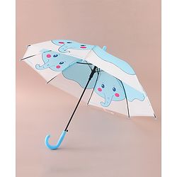 Babyhug Free Size Umbrella with Elephant Print - Blue & White