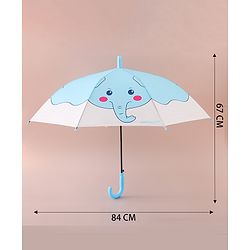 Babyhug Free Size Umbrella with Elephant Print - Blue & White