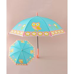 Babyhug Free Size Umbrella with Owl Print -Sea Green