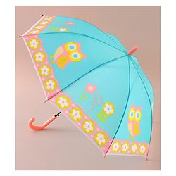 Babyhug Free Size Umbrella with Owl Print -Sea Green